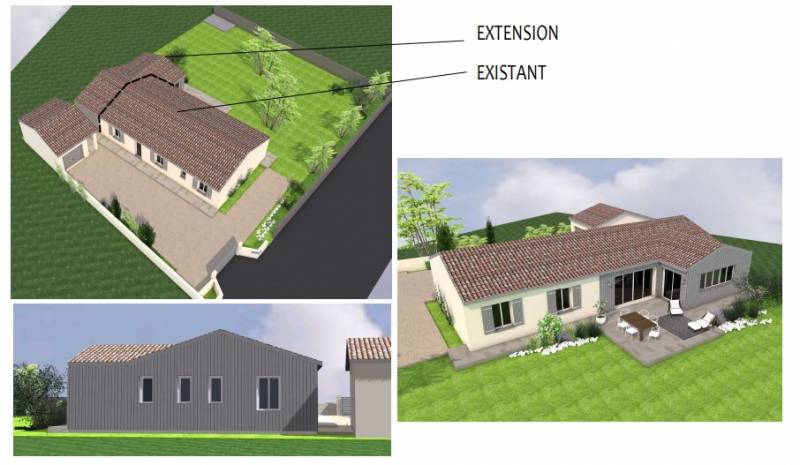 Extension en ossature bois sur une maison maçonnée 