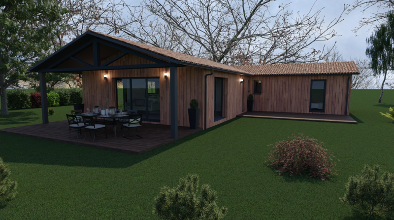 Plans d'une maison ossature bois à construire au Barp en Gironde