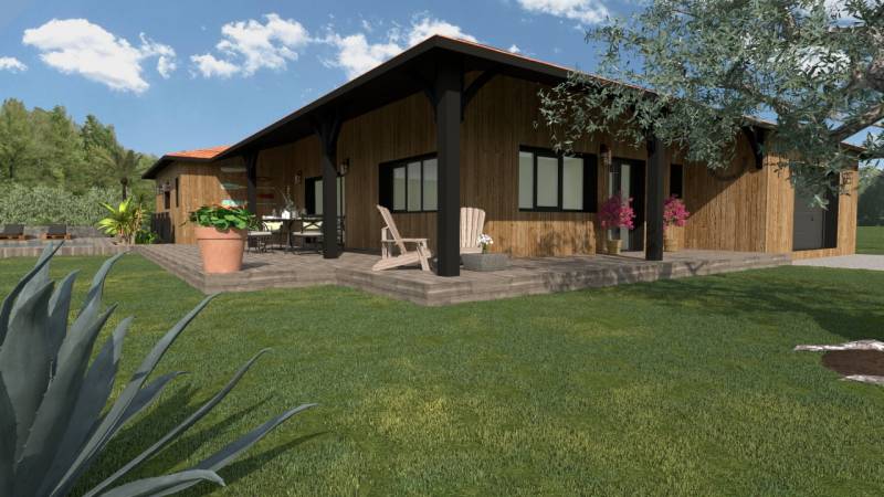 Plan de maison contemporaine en bois en Gironde