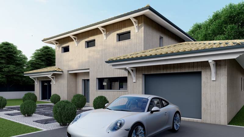 maison en ossature bois : modème 3D