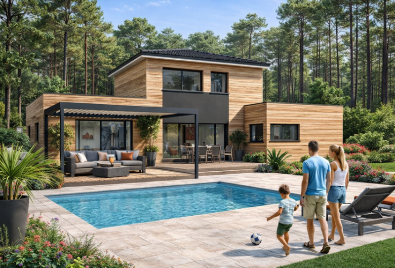 maison à étage en ossature bois en Gironde